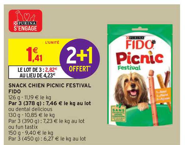 snack chien picnic festival fido 2+1 offert