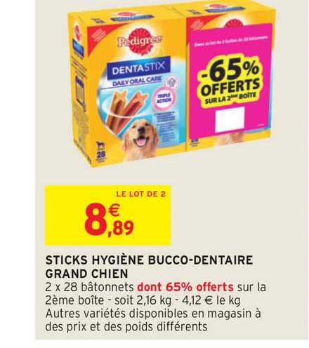sticks hygiène bucco dentaire grand chien