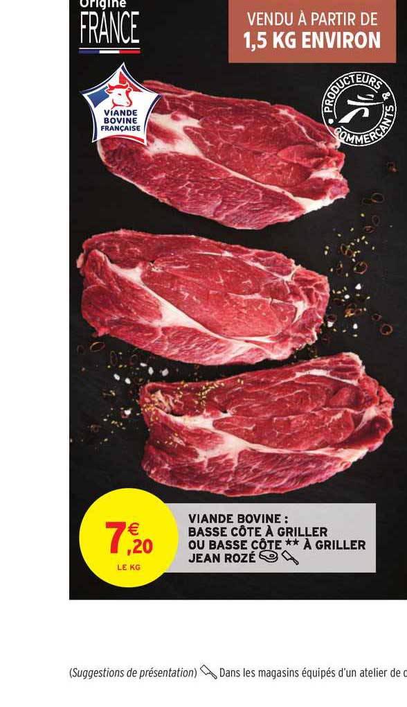 viande bovine basse côte à griller ou basse côte à griller jean rozé