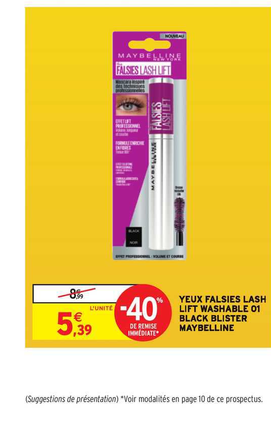 yeux falsies lash lift washable 01 black blister maybelline -40% de remise immédiate
