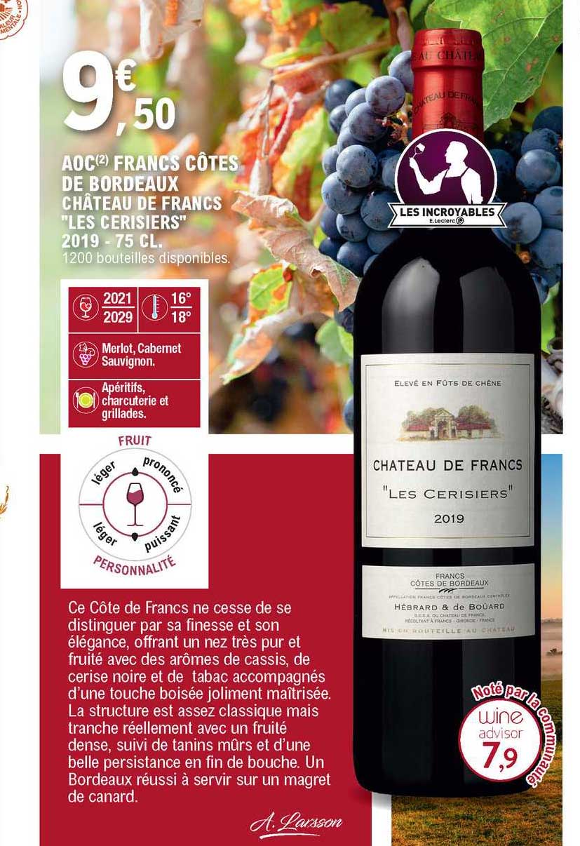 aoc francs côtes de bordeaux château de francs "les cerisiers"