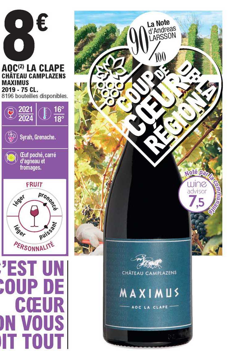 Aoc La Clape Château Camplazens Maximus