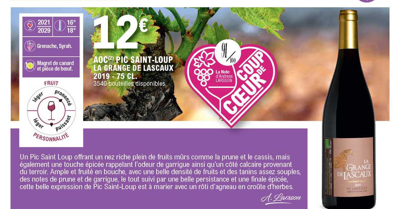 aoc pic saint-loup la grange de lascaux