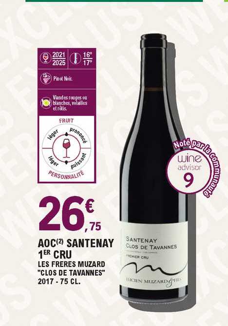Aoc Saintenay 1er Cru Les Frères Muzard "clos De Tavannes" 2017