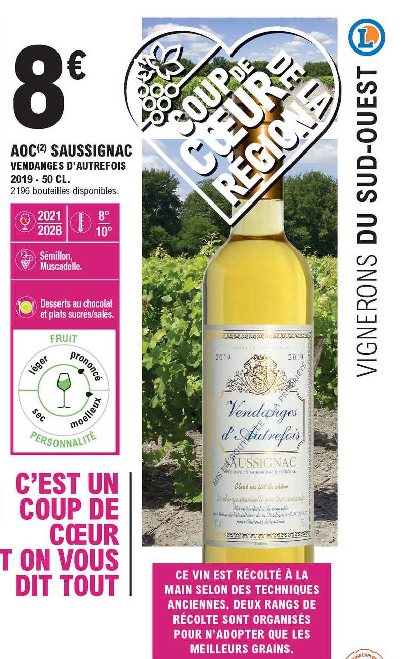 aoc saussignac vendanges d'autrefois 2019