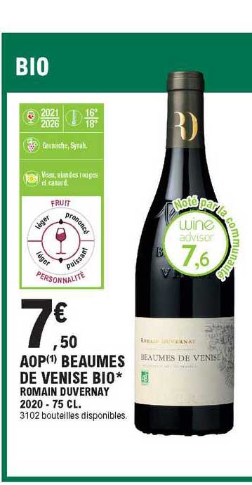 aop beaumes de venise bio romain duvernay