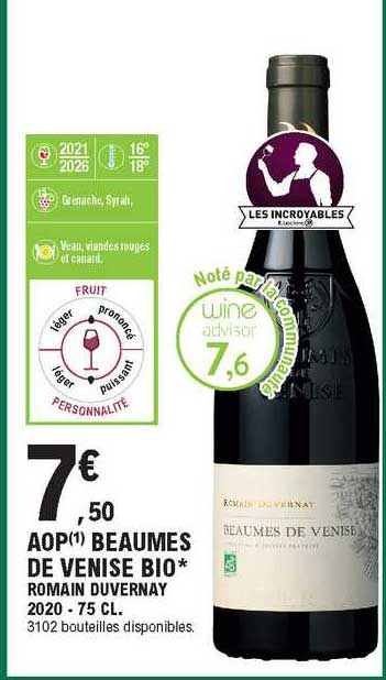 aop beaumes de venise bio romain duvernay 2020