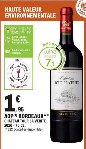 Aop Bordeaux Château Tour La Verité