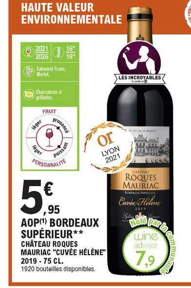 aop bordeux supérieur château roques mauriac "cuvée hélène"