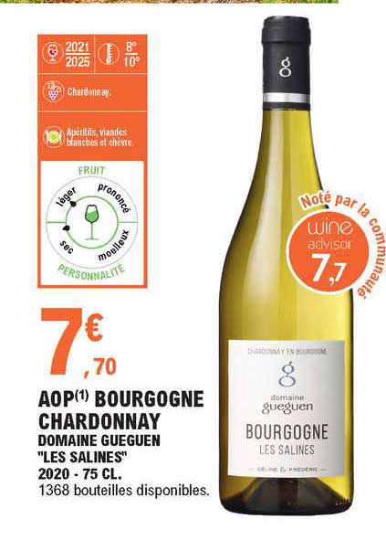 aop bourgogne chardonnay domaine gueguen "les salines" 2020