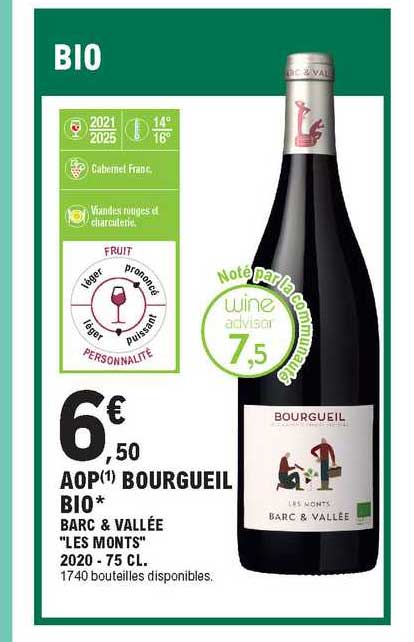 aop bourgueil bio barc & vallée "les monts" 2020