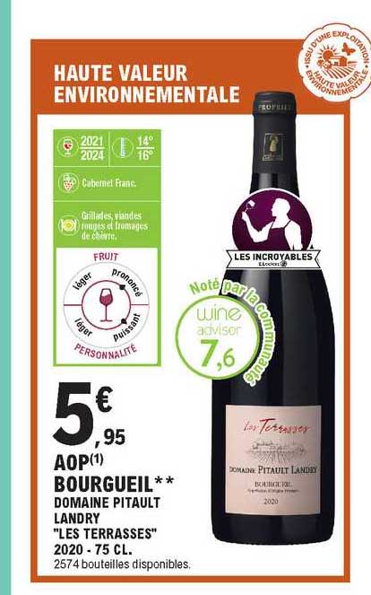 aop bourgueil domaine pitault landry "les terrasses" 2020