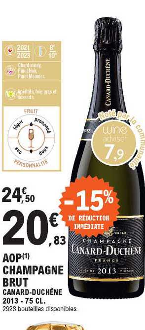 aop champagne brut canard-duchêne 2013