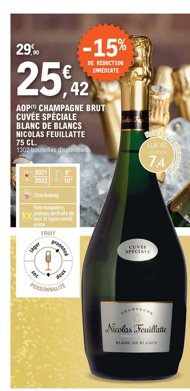 aop champagne brut cuvée spéciale blanc de blancs nicolas feuillatte