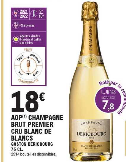 aop champagne brut premier cru blanc de blancs gaston dericbourg