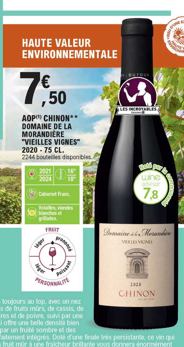 aop chinon** domaine de la morandière "vieilles vignes" 2020