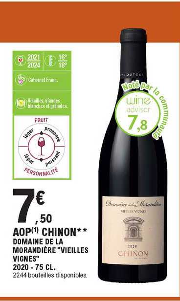 aop chinon domaine de la morandière "vieilles vignes" 2020