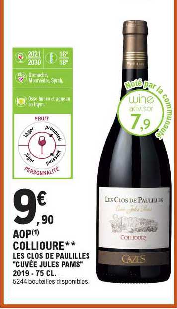 aop collioure les clos de paulilles "cuvée jules pams"
