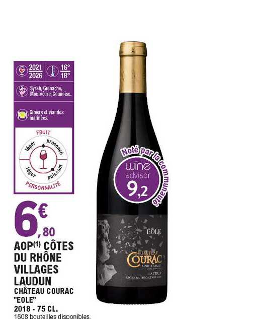 aop côtes du rhône villages laudun château courac "eole"
