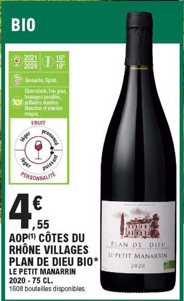 aop côtes du rhône villages plan de dieu bio le petit manarrin 2020