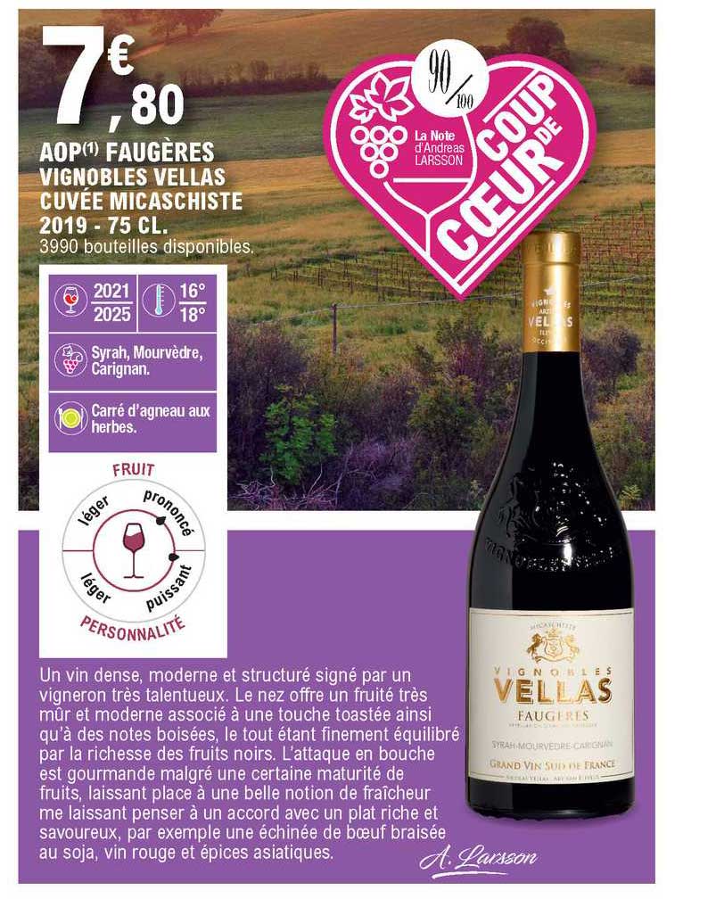 aop faugères vignobles vellas cuvée micaschiste 2019