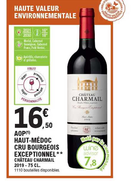 aop haut-médoc cru bourgeois exceptionnel ** château charmail 2019