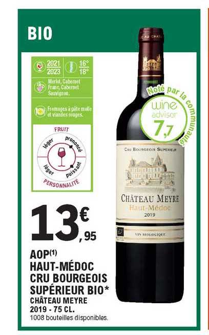 aop haut-médoc cru bourgeois supérieur bio château meyre 2019