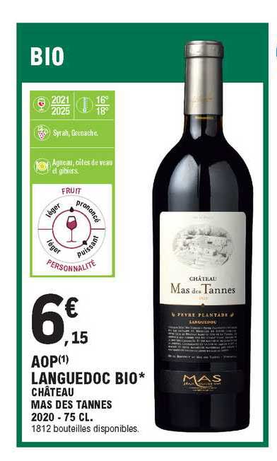 aop languedoc bio château mas des tannes
