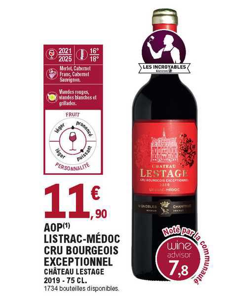 aop listrac-médoc cru bourgeois exceptionnel château lestage 2019