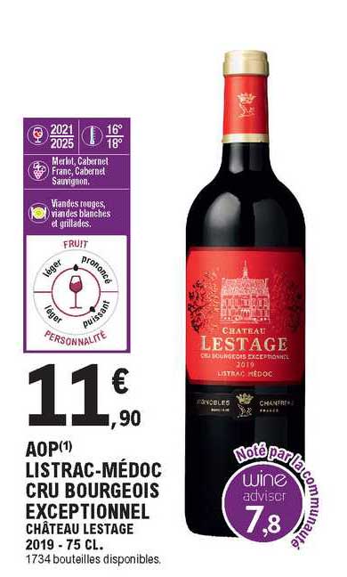 aop listrac-médoc cru bourgeois exceptionnel château lestage 2019