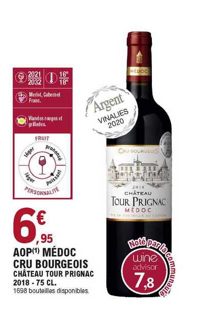 aop médoc cru bourgeois château tour prignac 2018