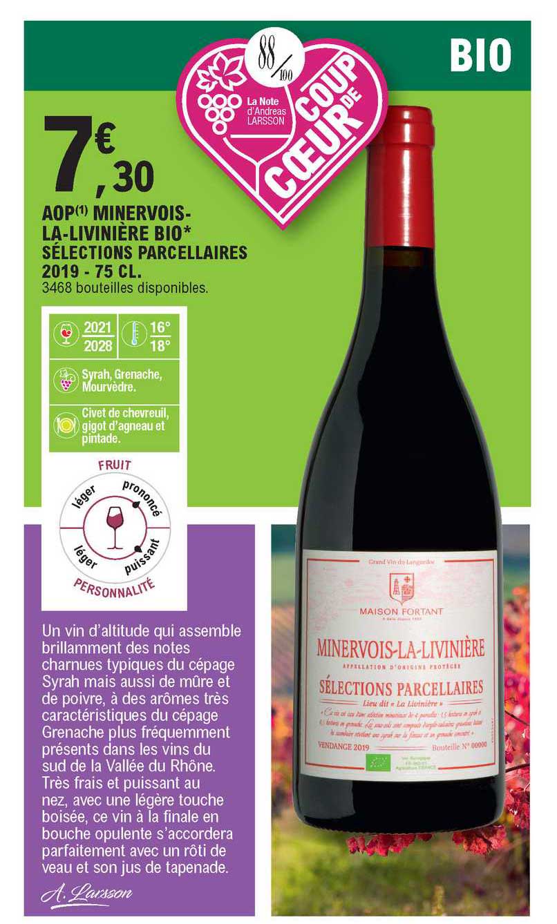 aop minervois-la-livinière bio sélections parcellaires 2019