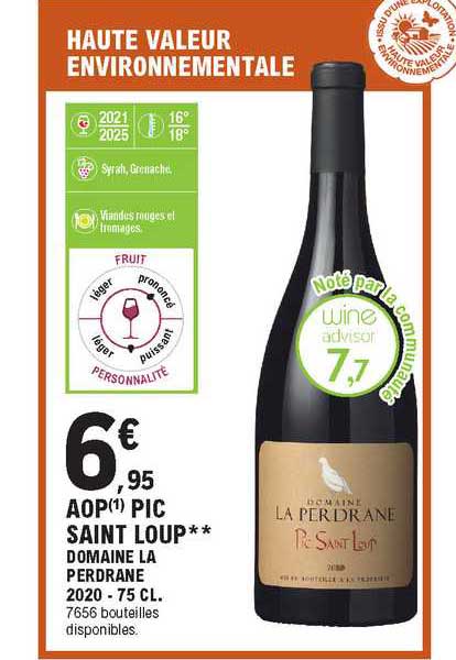 aop pic saint loup domaine la perdrane