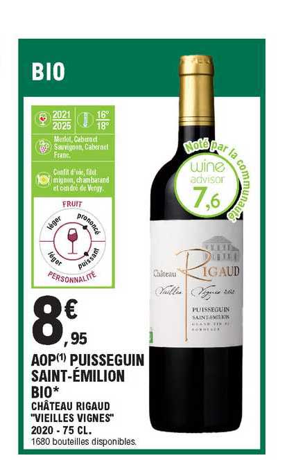 aop puisseguin saint-émilion bio château rigaud "vieilles vignes" 2020