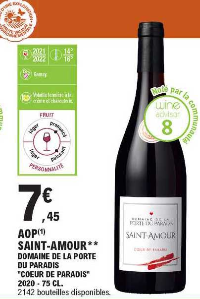 Aop Saint-amour** Domaine De La Porte Du Paradis "coeur De Paradis" 2020