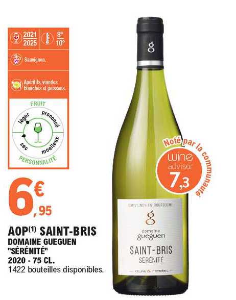 aop saint-bris domaine gueguen "sérénité" 2020