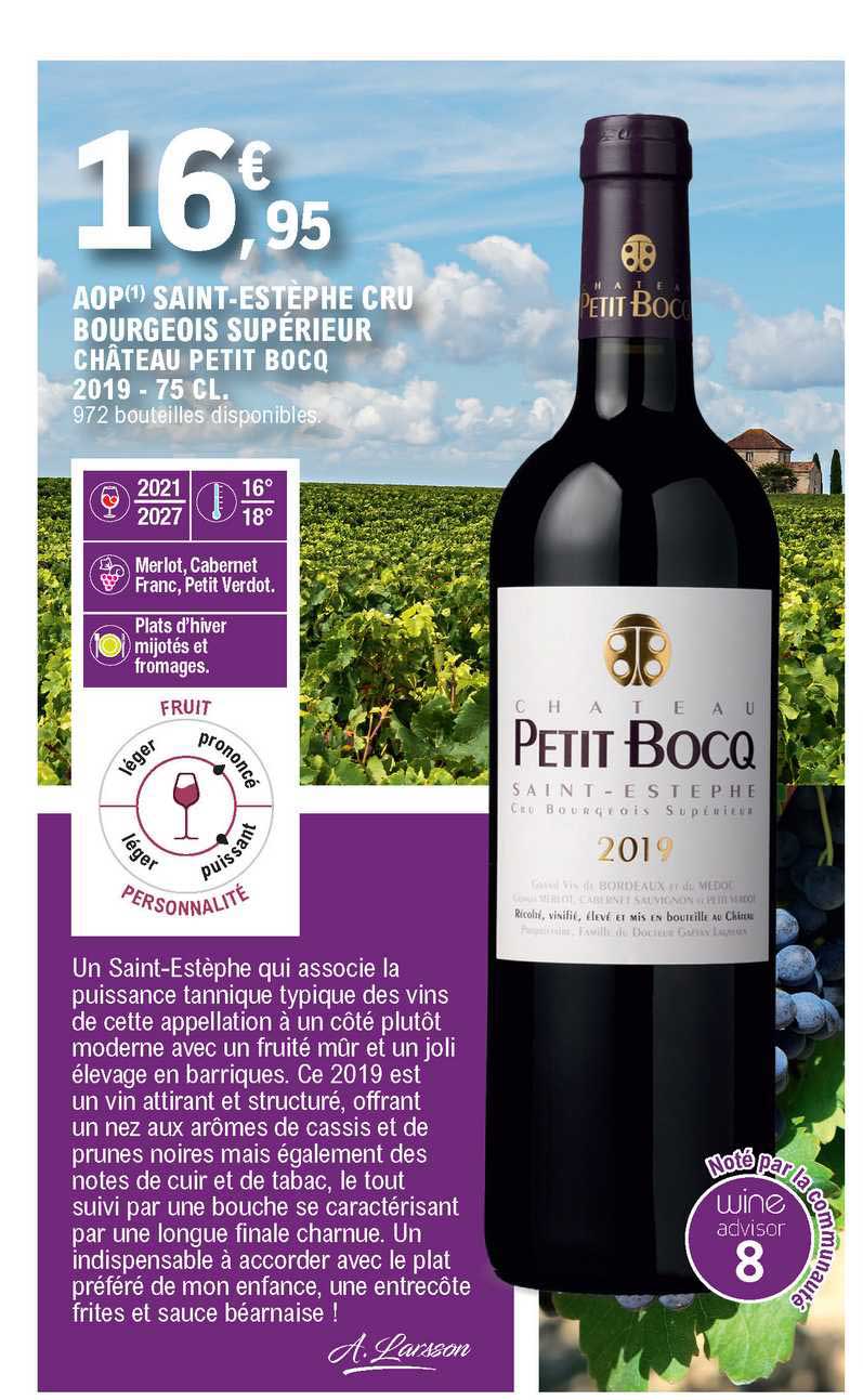 aop saint-estèphe cru bourgeois supérieur château petit bocq 2019
