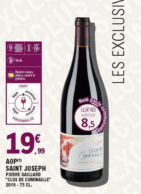 aop saint joseph pierre gaillard "clos de cuminaille" 2019
