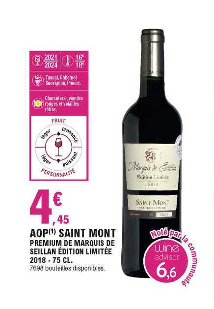 aop saint mont premium de marquis de seillan édition limitée 2018