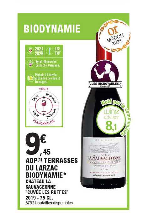 aop terrasses du larzac biodynamie château la sauvageonne "cuvée les ruffes"