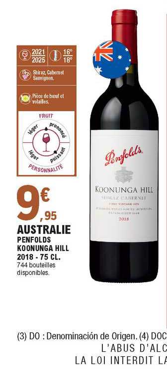australie penfolds koonunga hill 2018