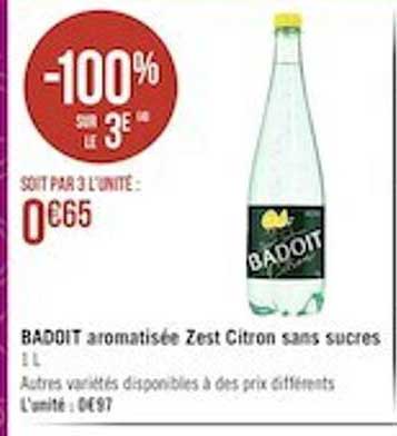 badoit aromatisée zest citron sans sucres