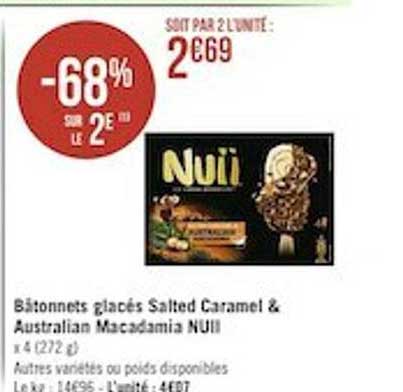 bâtonnets glacés salted caramel & australian macadamia nuii
