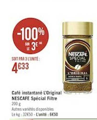Café Instantané L'original Nescafé Spécial Filtre