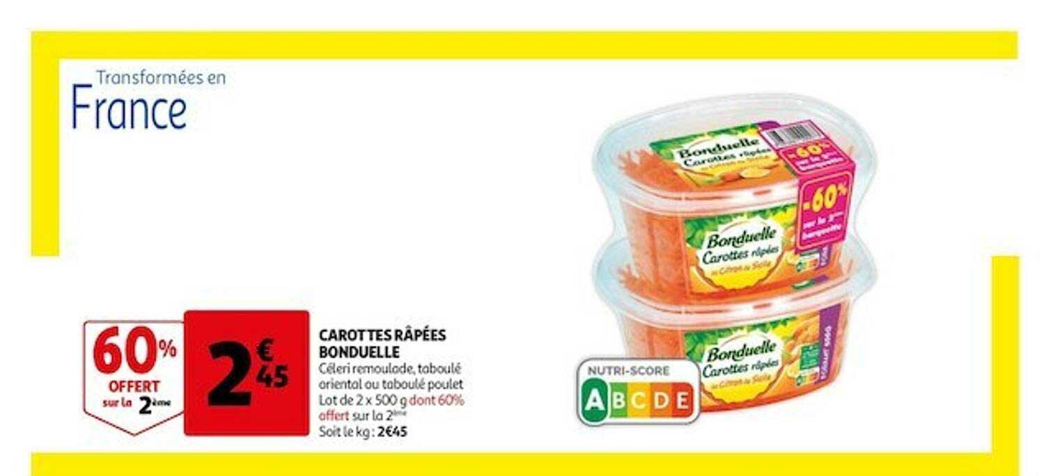 Carottes Râpées Bonduelle 60% Offert Sur La 2ème