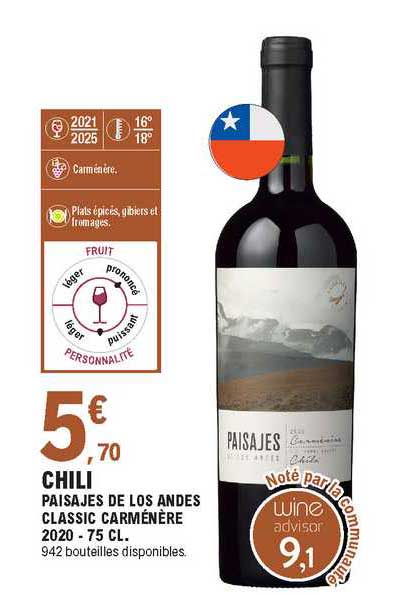 chili paisajes de los andes classic carménère 2020