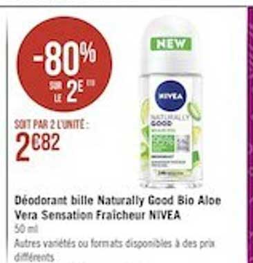 déodorant bille naturally good bio aloé vera sensation fraîcheur nivea