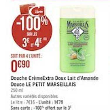 douche crèmeextra doux lait d'amande douce le petit marseillais