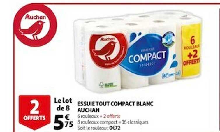 essuie tout compact blanc auchan