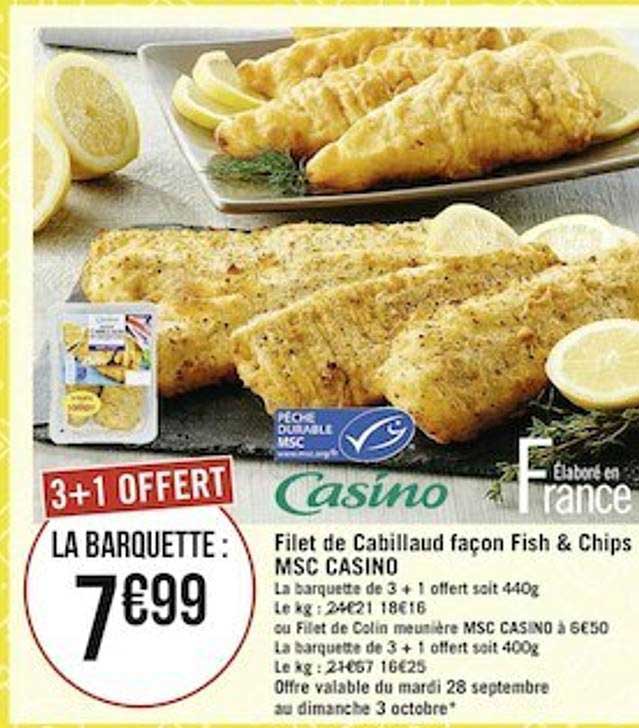 filet de cabillaud façon fish & chips msc casino